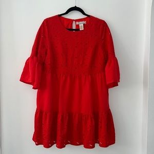 Flying Tomato Red Lace Eyelet Dress Sz Large